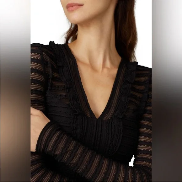 🎉HOST PICK🎉 Parker Black Ruffled V-Neck Dress - Picture 2 of 12